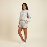 Women's Grey Quilt Crewneck Sweater - Sweet Sweet Honey Hawaii