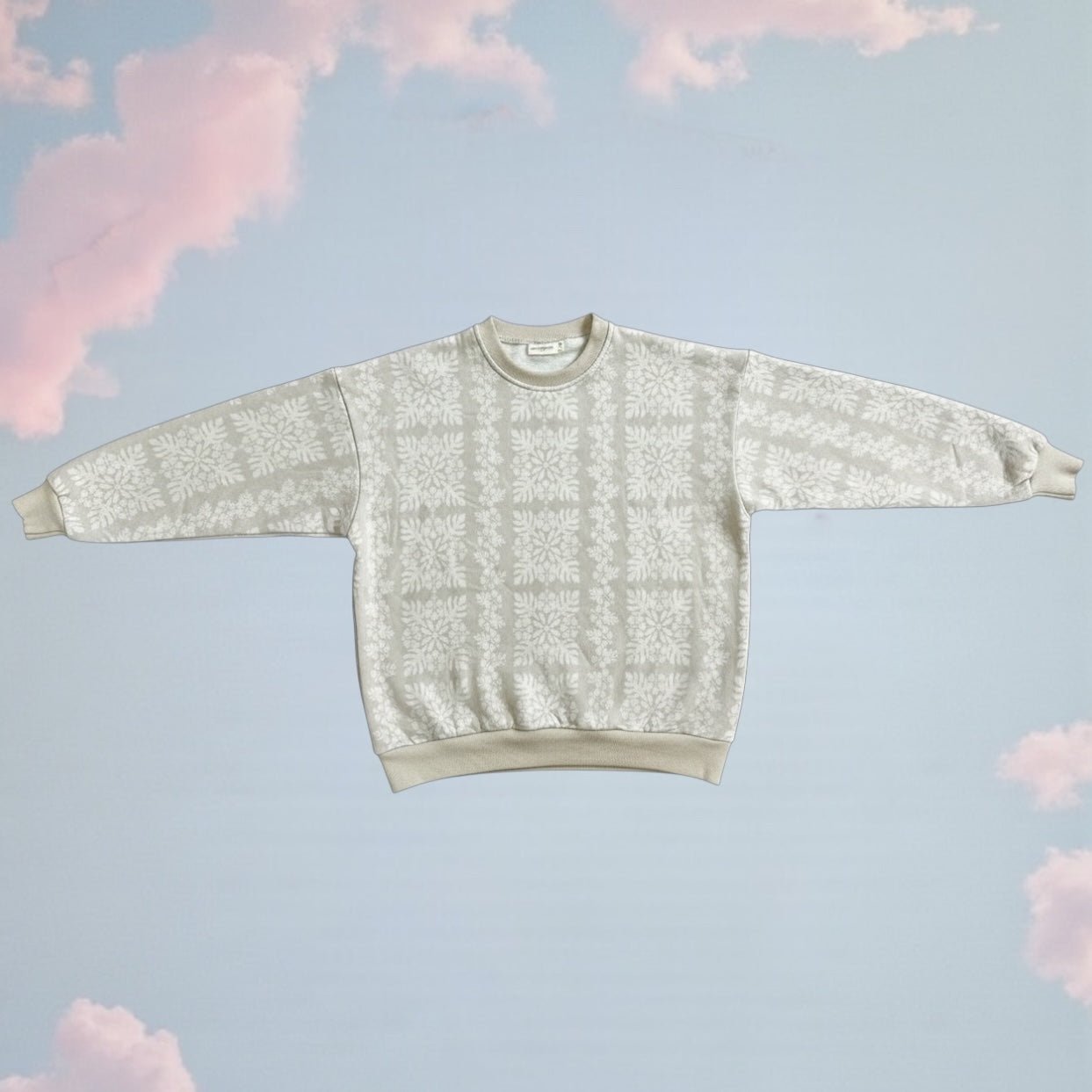 Women's Grey Quilt Crewneck Sweater - Sweet Sweet Honey Hawaii