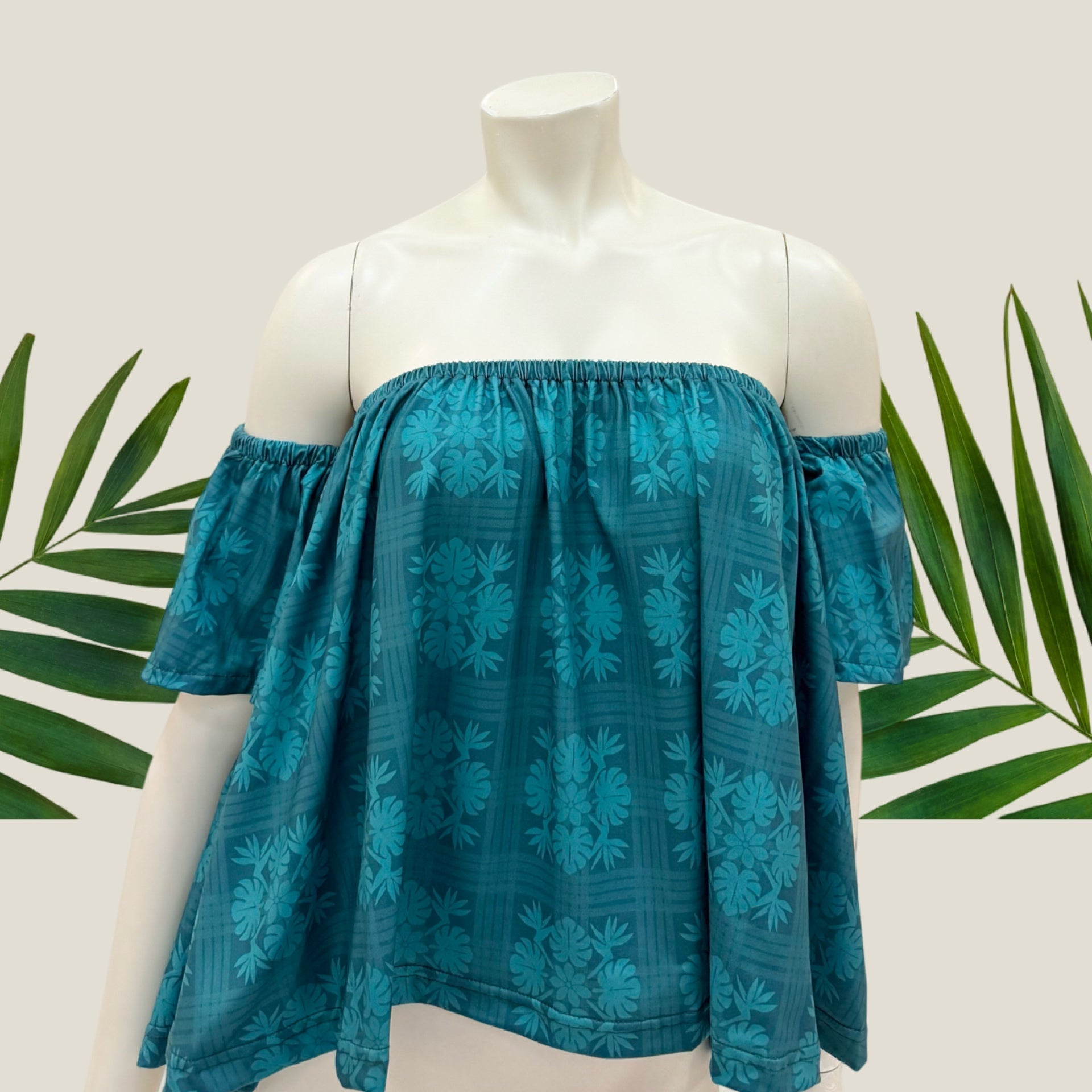Women's Teal Tropical Palaka Baby Doll Top - Sweet Sweet Honey Hawaii