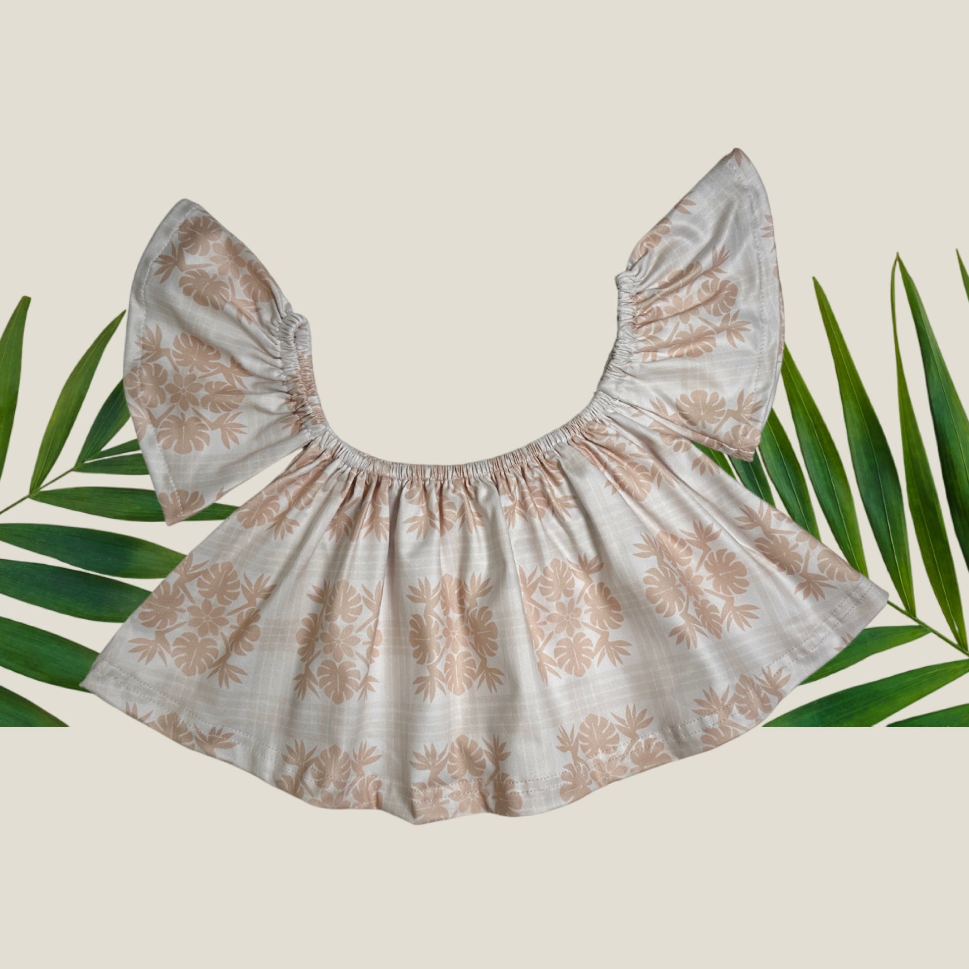 Women's Tropical Cream Palaka Baby Doll Top - Sweet Sweet Honey Hawaii