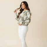 Women's Tropical Monstera Crewneck Sweater - Sweet Sweet Honey Hawaii