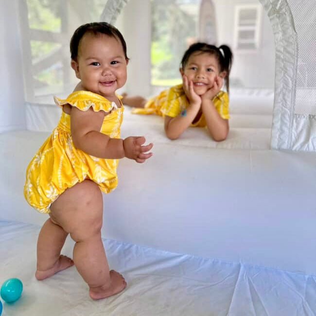 Yellow Tiare Emma onesie - Sweet Sweet Honey Hawaii